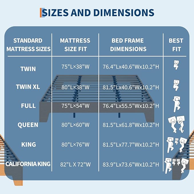 Garvee Wood Platform Bed Frame, Queen Size Bed Frame, Wood Slat Support, No Box Spring Needed, Easy Assembly, Noise-Free Design, Underbed Space for Storage