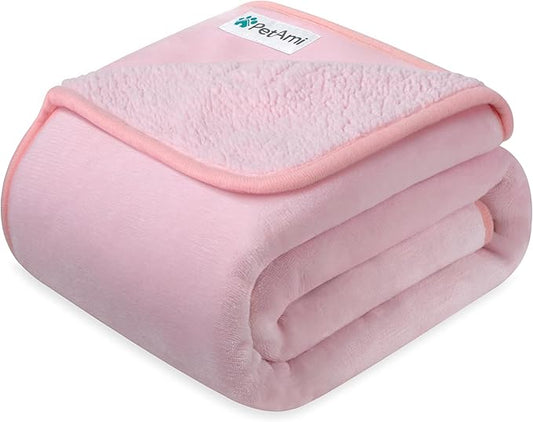 PetAmi Waterproof Dog Blanket for Small Medium Dogs, Pee Proof Pet Blanket for Couch Bed, Reversible Water Proof Blanket for Puppy Indoor Cat, Soft Dog Fleece Blankets Washable, 24x32 Pink