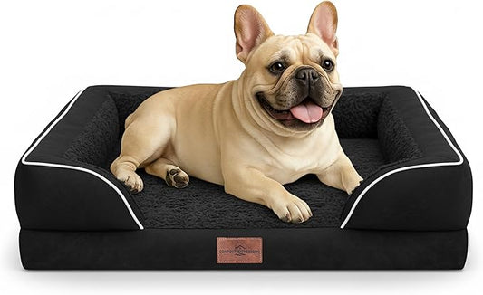 Comfort Expression Small Dog Beds Waterproof Orthopedic Foam Dog Sofa Beds for Medium Dogs Comfy Pet Bed with Washable Removable Cover & Non-Slip Bottom(Small,Black)