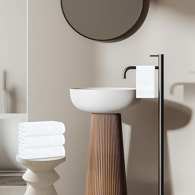 BOUTIQUO Ultra Soft Cotton 6 -Piece Hand Towel Set 16x24 Inch, Ideal for use in Bathroom, Kitchen, Gym, Spa & General Cleaning, Compact & Lightweight Multi Purpose Hand Towels - White