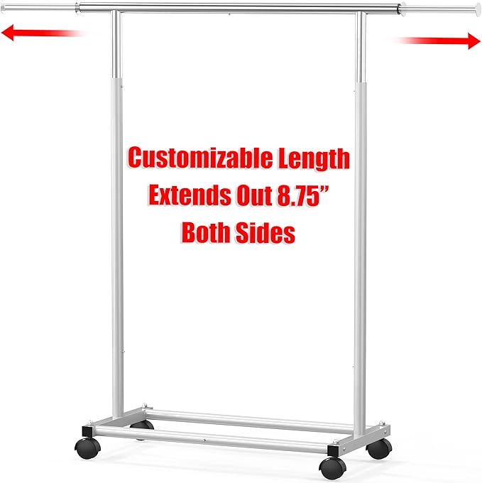 Simple Houseware Standard Rod Garment Rack, Silver