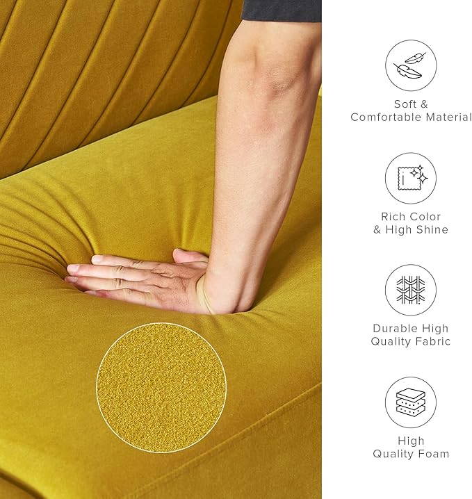 mopio 76.4" Futon Sofa Bed, Couch, Loveseat, Sleeper Sofa, Mid Century Modern Futon Couch, Sofa Cama, Couches for Living Room (Antique Gold Premium Velvet)