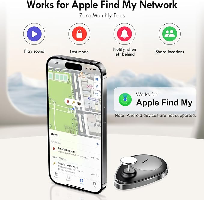 Utag GPS Tracker for Kids Hidden 4pack, Security Tag with Pins Works with Find My (iOS only), Lost Mode, Anti-Removal Tracking Device for Children, Elderly, Pets, Backpack, Vehicles, No Monthly fee