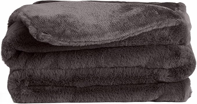 UnHide Lil’ Pet Marsh - Faux Fur Pet Blanket - Extra Soft, Lightweight, Durable Pet Blanket - Machine Washable - for Bed Cover, Couch Protection, and Crate Comfort - Charcoal Charlie, 34” x 44”