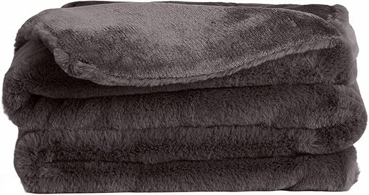 UnHide Lil’ Pet Marsh - Faux Fur Pet Blanket - Extra Soft, Lightweight, Durable Pet Blanket - Machine Washable - for Bed Cover, Couch Protection, and Crate Comfort - Charcoal Charlie, 34” x 44”