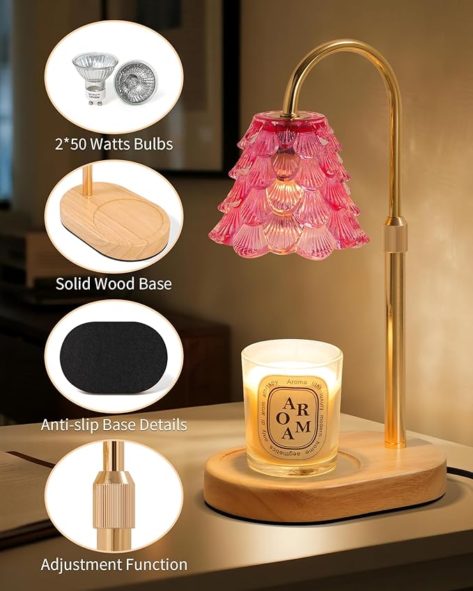 Seniny Electric Candle Warmer Lamp - with Time Dimmable Adjustable Height Candle Lamp Warmer for Jar Candles,Christmas Wax Melt Wamer, Birthday Gifts for Women Mom, House Warming Gifts New Home Decor