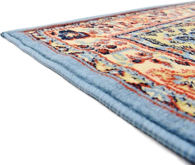Unique Loom Reza Collection Traditional Persian Style Area Rug, 4 x 6 ft, Light Blue/Ivory