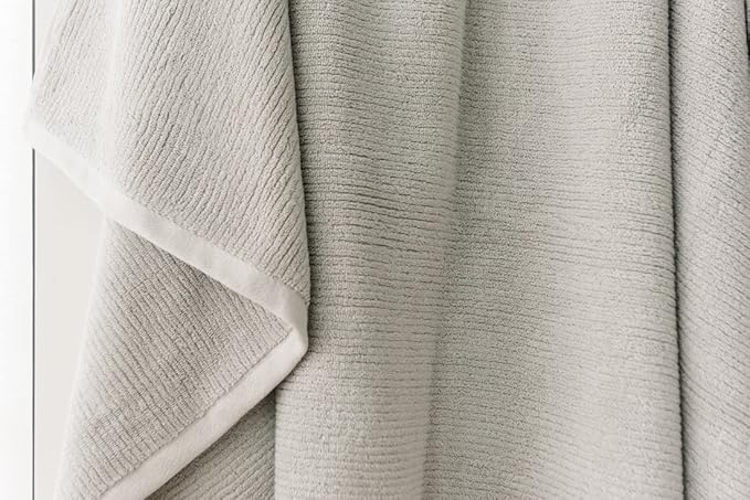 Cozy Earth Ribbed Washcloth Set - 60% Cotton 40% Viscose from Bamboo Bathroom Washcloths - Soft & Absorbent Textured Ribbed Pattern - 4 Pack Light Grey