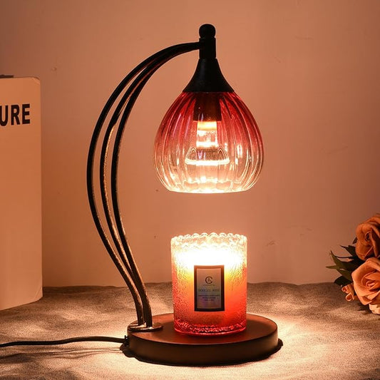 Candle Warmer Lamp with Timer -Dimmer Candle Warmer Light for Jar Candles -Electric Wax Melt Warmer Lamp, Birthday Gifts for Women Mom House Warming Gifts New Home Decor Ruby Red Gradient 2 Bulb