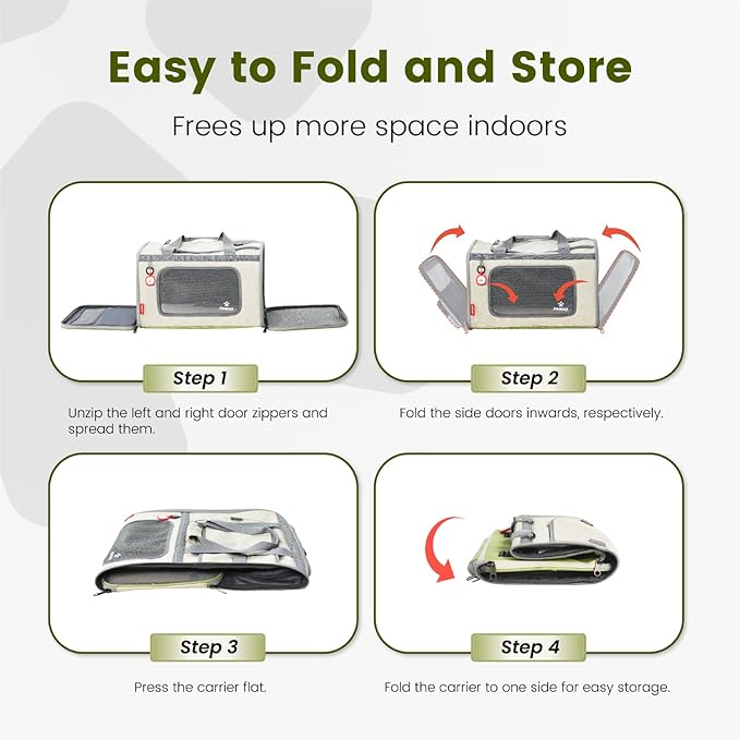 Pawaii Cat Carrier with ID Tag, TSA Airline Approved Cat Carrier, Soft Sided Collapsible Pet Travel Carrier, Foldable Cat Bag, Portable, Comfortable, Convenient Cat Travel Carrier