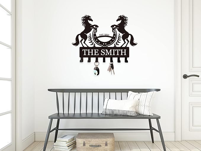 Horse Key Holder for Wall, Personalized Name Key Rack, Wall Mounted Key Hooks,Personalized Key Holder Decorative