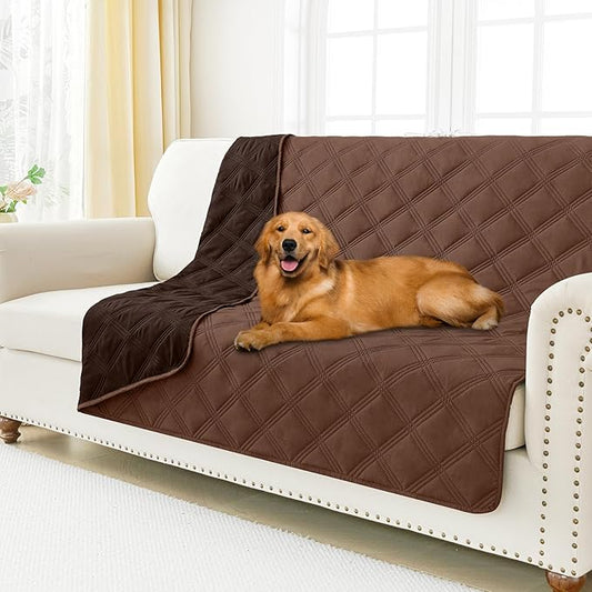 Smiry Waterproof Dog Bed Cover Blanket 52x82, Soft Reversible Pet Blanket, Washable Leakproof Cats Dogs Couch Cover for Sofa, Couch, Furniture, Brown/Chocolate