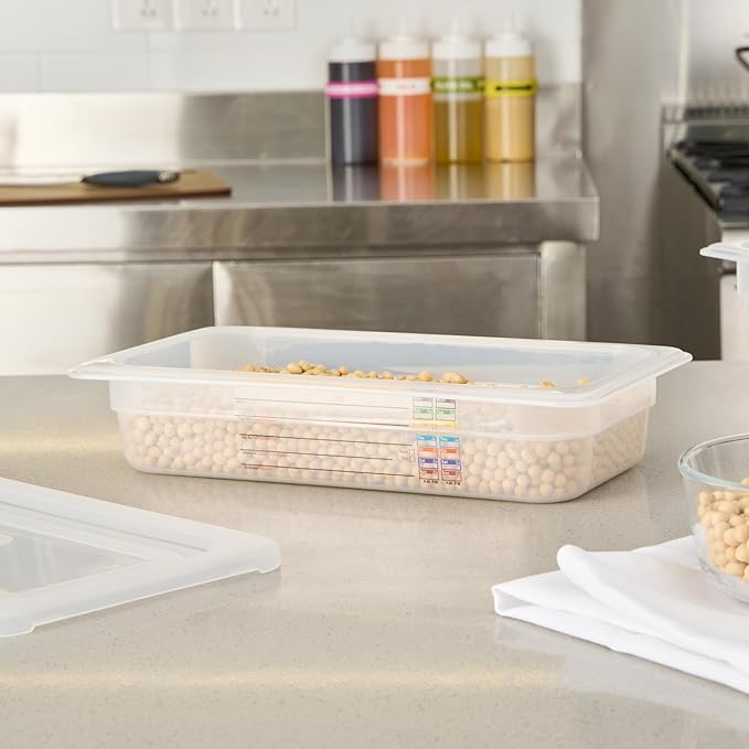 Restaurantware Food Pans Pack of 10 Plastic Rectangle Food Containers 1/3 Size with Traceability Label, Storage Containers Dishwashable Hot Cold Friendly for Restaurants Buffet Commercial Use