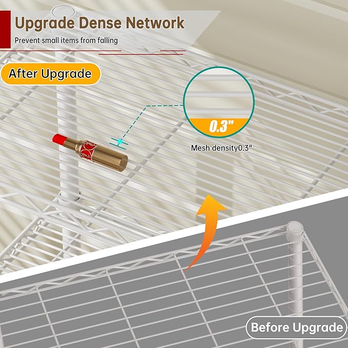 Small 5 tire Shelves Storage Wire Shelving Unit Metal Shelf Adjustable Organizers Storage Shelving for Bathroom Laundry Room Kitchen Pantry10”D x 16”W x 55”H White