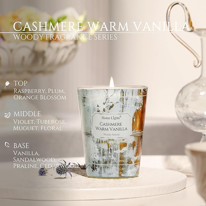 HomeLights Scented Candles for Women & Men, 6.7oz Candle Jars Aromatherapy Single Wick Candle, Ideal for Industrial Chic Home Decor and Gifts, Cashmere Warm Vanilla