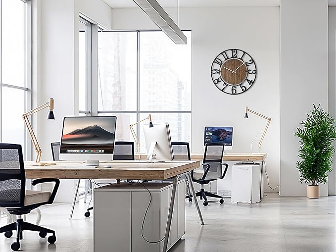 Large Wall Clocks, 24" Black Oversized Wall Clocks for Living Room by Battery Operated, Decorative Farmhouse Silent Walls Clock with Metal Arabic Number for Office, Classroom, Bedroom