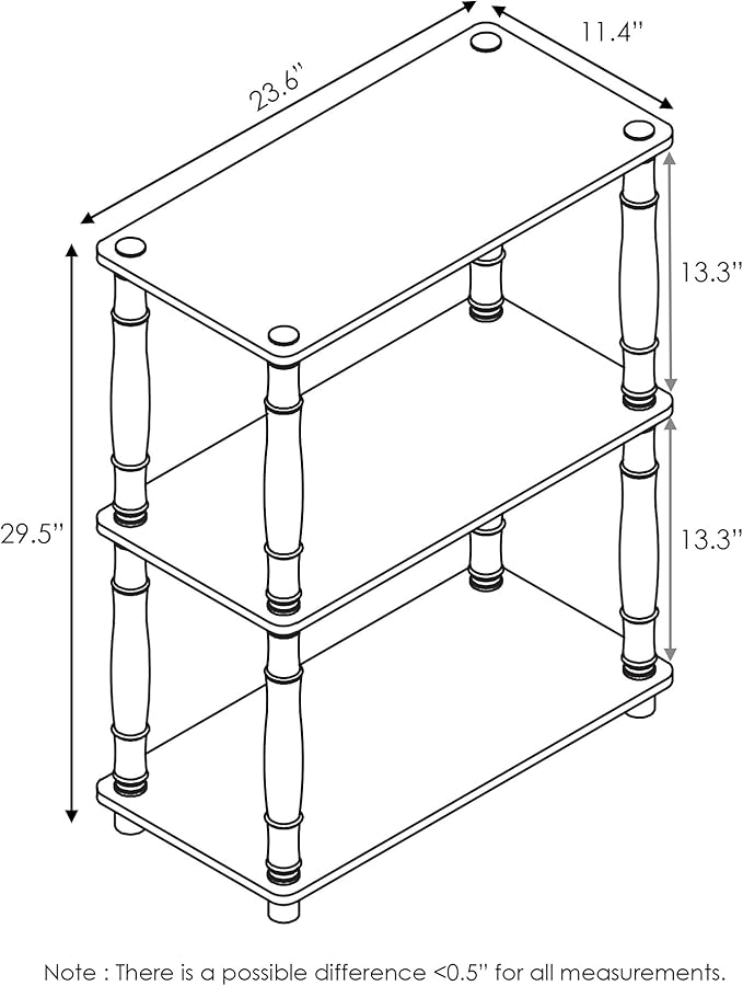 Furinno Turn-N-Tube 3-Tier Compact Multipurpose Shelf Display Rack with Classic Tube, Beech/White