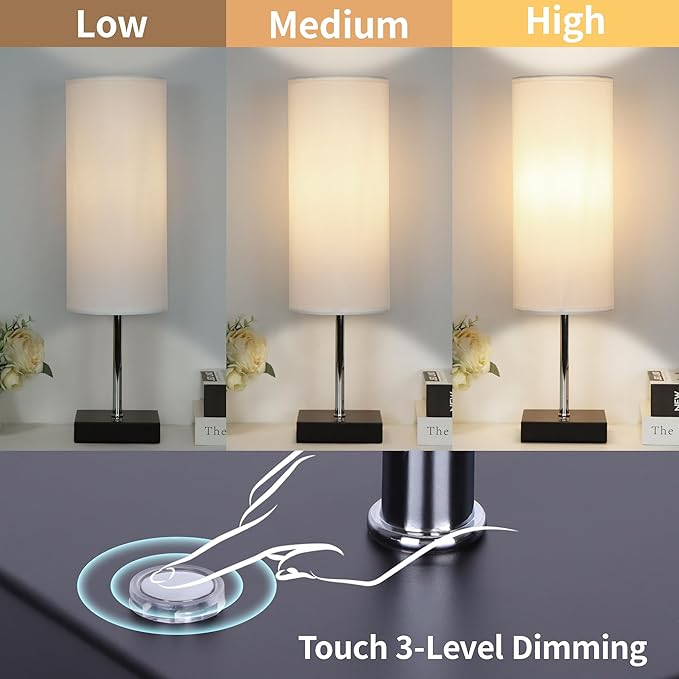 AVV Cordless Table Lamp, 5000mAh Battery Operated Lamp for Night Stand, 3 Modes Battery Powered Wireless Table Lamp, Touch Control Rechargeable Lamp for Bedroom, Living Room, 18 Inch White