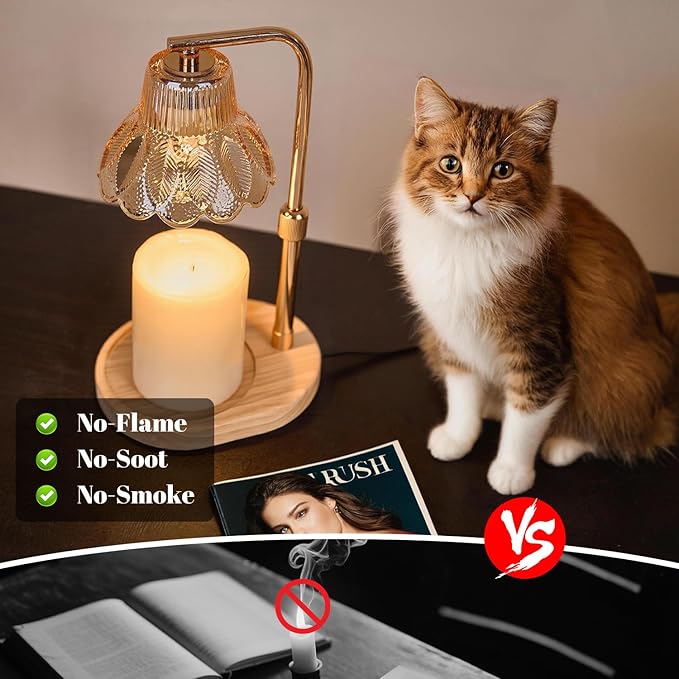 Candle Warmer Lamp with Timer and Dimmer-Adjustable Height Candle Lamp Warmer,New Home Gift Ideas,Brithday Gifts for Women Mom,Candle Light Warmer,Home Decor