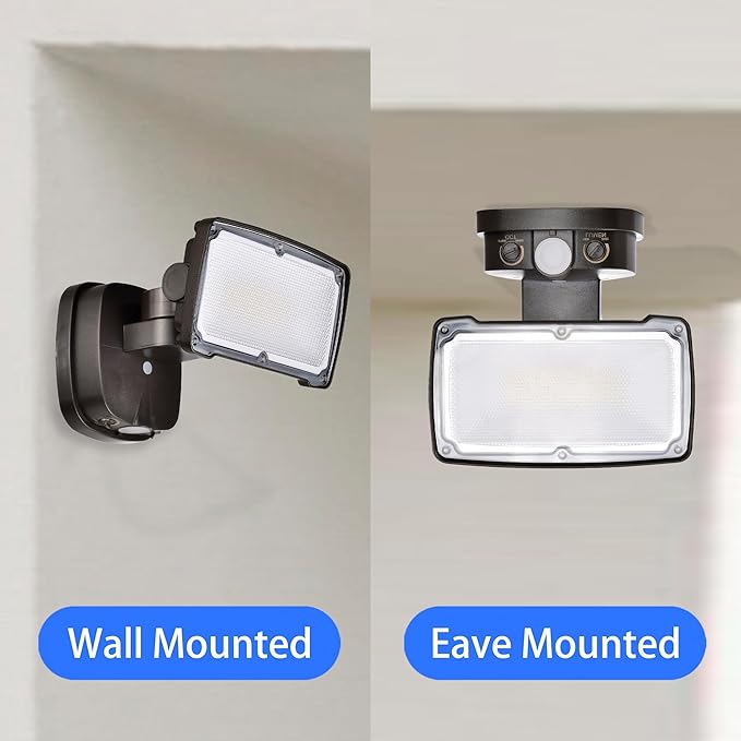 26W Flood Lights Outdoor, Integrated LED Security Light Fixture with 1 Adjustable Head, Adjustable Brightness and Color, Dusk to Dawn Exterior LED Outdoor Light for Garage Yard Porch 2-Pack (Bronze)