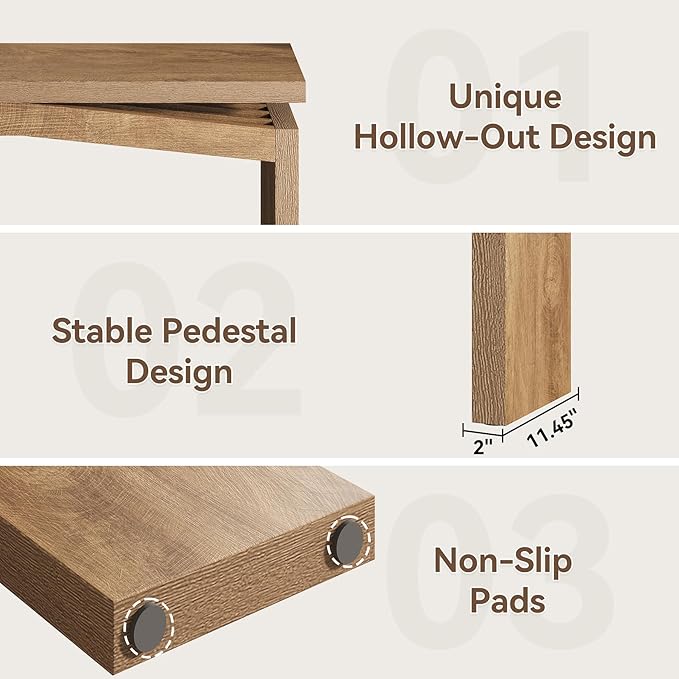 63-Inch Wood Console Table for Entryway Living Thin, Long Wooden Rectangular Sofa Tables Behind Couch, Large Farmhouse Foyer Hallway Table for Home, Living Room, Apartment, Natural Brown