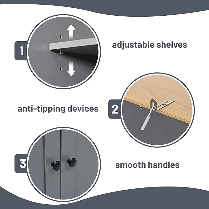 Merax 71.3" Tall Kitchen Storage Cabinet Pantry Wood Freestanding Large Cupboard with 2 Drawers,2 Adjustable Shelves,8 Door-Shelf for Dining Room,Grey