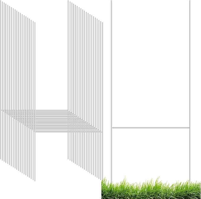 50 Pcs Yard Sign Stake, 15'' x 10'' Heavy Duty Metal H-Stakes, H Frame Yard Sign Stands for Advertising Party Decorations Outdoor Lawn Garden Garage House Christmas Decor