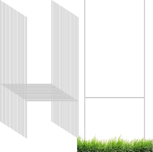 50 Pcs Yard Sign Stake, 15'' x 10'' Heavy Duty Metal H-Stakes, H Frame Yard Sign Stands for Advertising Party Decorations Outdoor Lawn Garden Garage House Christmas Decor
