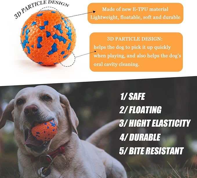 Indestructible Floating Bouncy Dog Balls for Small Breed Puppies - Lightweight, Durable, Odourless - 2.5" (4 Pack)