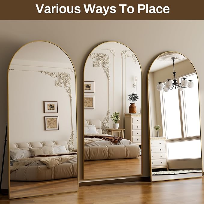 HARRITPURE 76"x34" Arched Full Length Mirror, Floor Mirrors with Aluminum Alloy Frame Free-Standing Wall Mounted Large Dressing Mirror for Living Room Bedroom Cloakroom