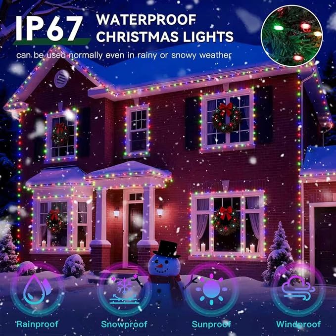 Outdoor Christmas Lights, 800LEDs 262FT Christmas Tree String Lights, IP67 Waterproof 11 Modes Warm and Multicolor Holiday Lights with Remote for House Yard Xmas Decorations