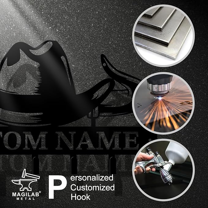 Personalized Custom Name West Cowboy Keys Hooks,Metal Cowboy Art Clothes Keys Hooks,Metal Cowboy Lover Wall Home Storage Decorative Keys Hooks,Key Holder Hooks for Wall (Style B)