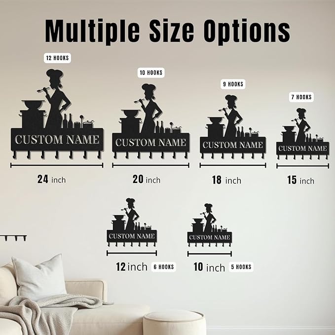 Personalized Key Holder for Wall, Custom Metal Kitchen Key Hooks with Name, Meta Jacket Holder Hooks Organizer Rack, Jacket Hanger Decor for Kitchen, Entryway, Hallway, Office, Doorway