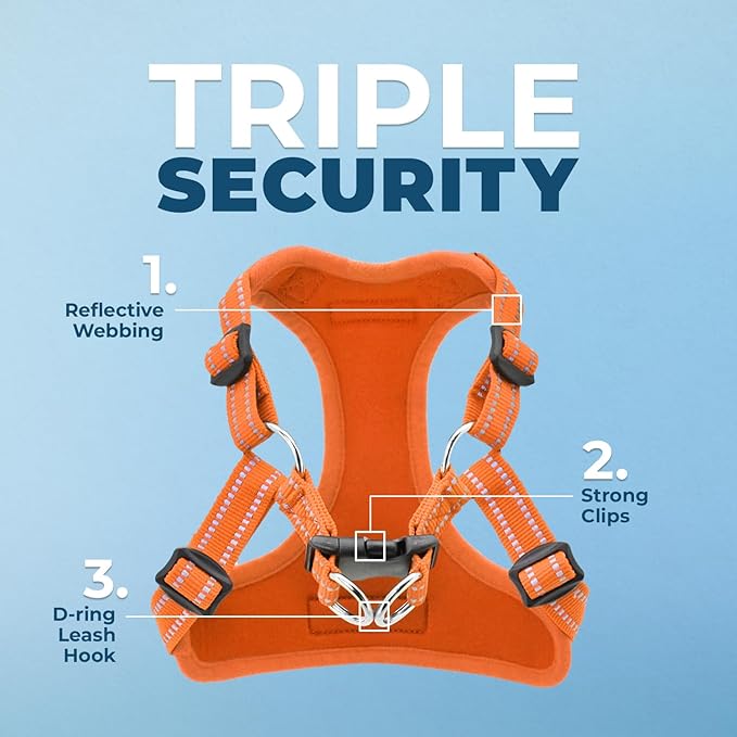 Best Pet Supplies Voyager Adjustable Dog Vest Harness Breathable No Pull Harness for Small, Medium, Large Dogs, Harness for Walking, Jogging, Easy Step-in, Reflective Stripes - Orange, XL