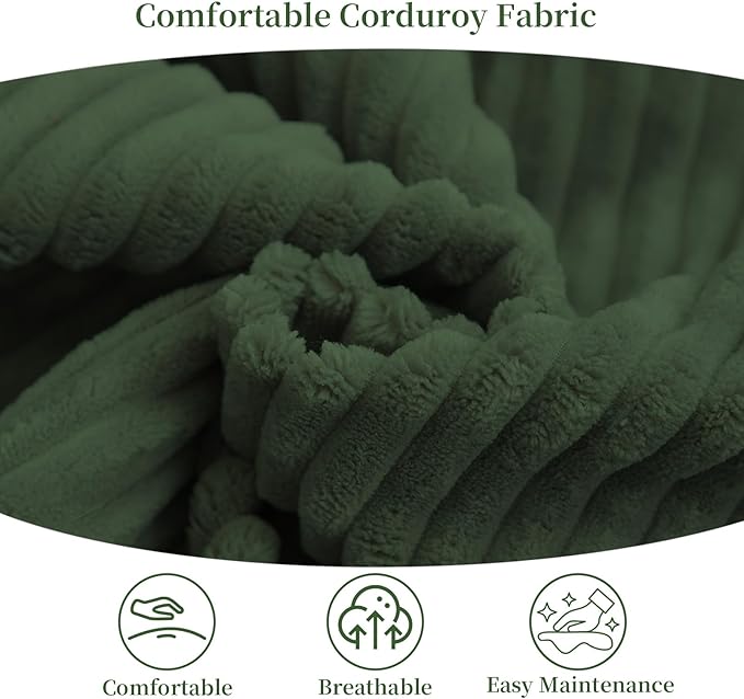 MeMoreCool Convertible Sofa Bed, Pull Out Loveseat Sofa Sleeper Couch for Bedroom Living Room Lounge, 2 in 1 Small Couch Bed with Pillow, Foldable Love Seat Futon Corduroy Green