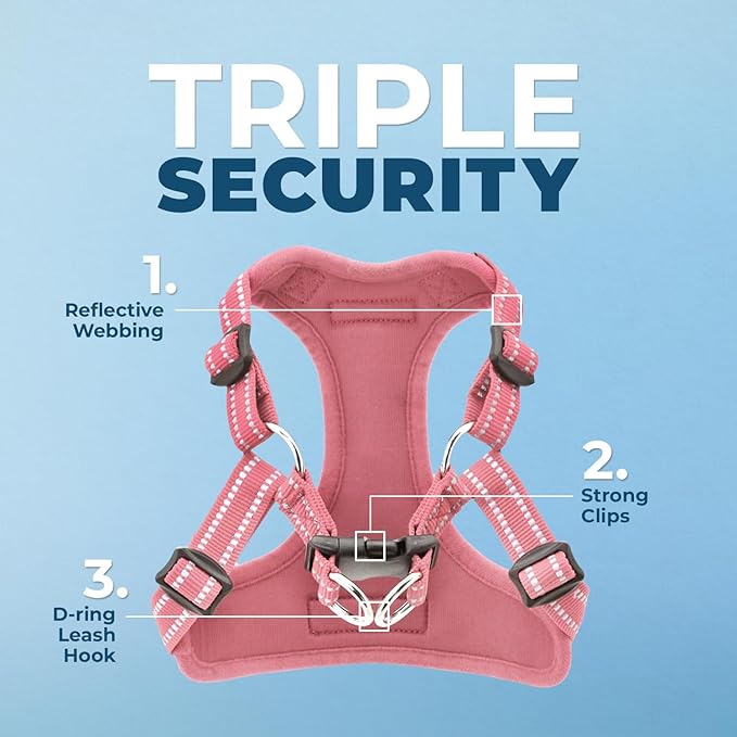 Best Pet Supplies Voyager Adjustable Dog Harness Leash Set with Reflective Stripes for Walking Heavy-Duty Full Body No Pull Vest with Leash D-Ring, Breathable All-Weather - Pink, S