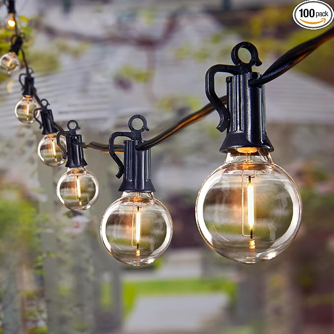 Brightown 200FT LED Outdoor String Lights - Patio Lights with 100 Shatterproof Clear Dimmable Edison Bulbs, Waterproof Connectable Hanging Lights for Outside Backyard Porch Party Christmas Decoration