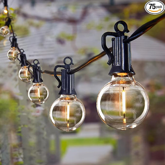 Brightown LED Outdoor String Lights - 150FT Patio Lights with 75 Shatterproof Clear Dimmable Edison Bulbs, Waterproof Connectable Hanging Light for Outside Backyard Porch Party Christmas Decoration