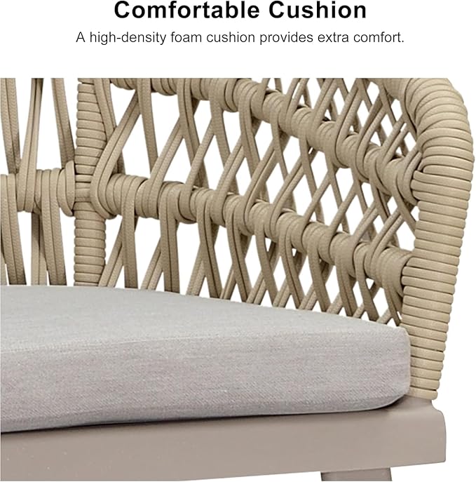 PURPLE LEAF 7 Pieces Outdoor Dining Set All-Weather PE Rattan Outdoor Patio Rurniture Set with All Aluminum Frame Rectangular Table and Chairs Set for Lawn Garden Backyard Deck, Champagne