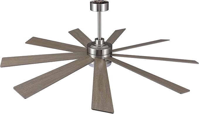 64" Ceiling Fan with Light, 6-Speed Remote Control, Reversible DC Motor, Modern 9 Blades with 4.5"/12" Downrods for Home or Commercial Silver/Wood Color