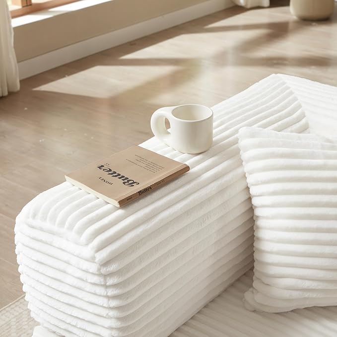 Boneless Couch Sofa Bed Sectional Couches for Living Room,Futon Cloud Couch with Sleeper Sofa,Sofas for Living Room Oversized Corduroy Upholstered (White)