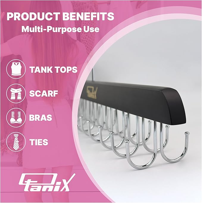 3 Pack Tank Top Hangers Space Saving, Bra Hangers for Closet Organizer, Bra Organizer for Closet, Space Saving Organizers and Storage for Dorm & Apartment for Tankto (Black)