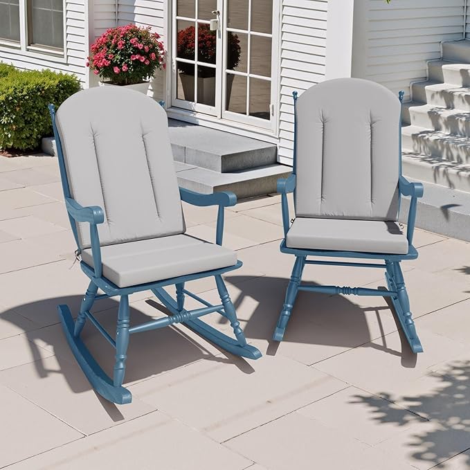 Crestlive Products Adirondack Chair Cushion Outdoor Rocking Chair Cushion Water Resistant 50x20x2 Inch High Back Patio Replacement Cushions, Light Grey