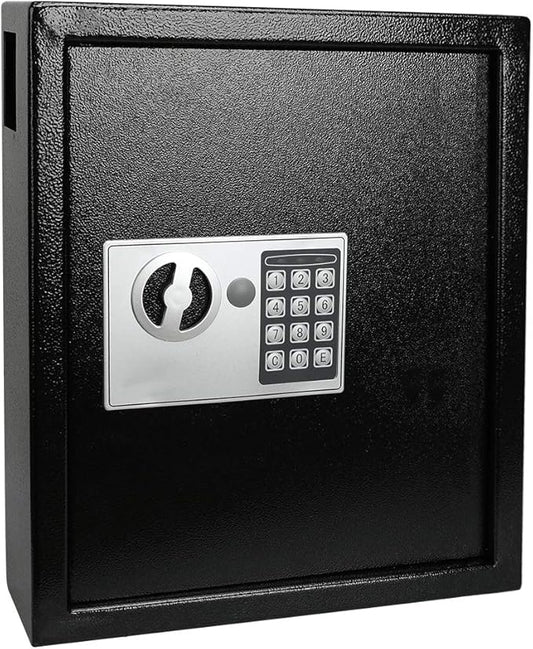 KYODOLED Electronic 40 Keys Cabinet Wall Mount, Digital Key Safe Lock Box, Large Security Lockbox for House Key, Heavy Duty Combination Lock Storage, 14.37'' X 11.8'' X3.93'' (Black,40 Keys)