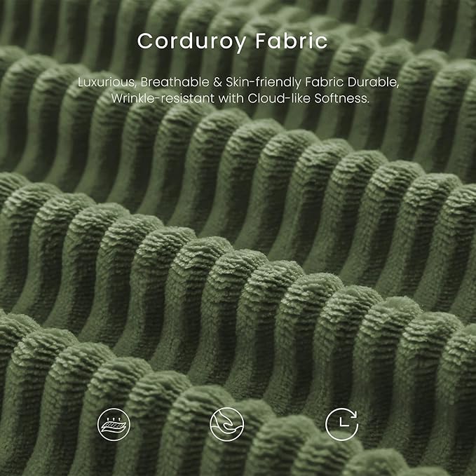 Compression Sofa - 79'' Convertible Sofa Bed, Boneless Couch in a Box, Modular Corduroy Foldable Sleeper Sofa with 2 Pillows, Loveseat Couches for Living Room (Corduroy Fabric, Dark Green)