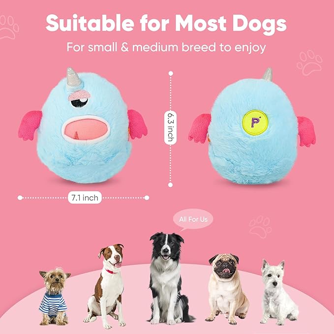Petbobi Interactive Dog Toys Monster Active Ball for Dogs with Batteries, Self Moving Balls and Plush Cover for Small & Medium Dogs to Chase, Dog Toy Squeaky Crazy Bouncer Ball, Mystic Unicorn Bobby