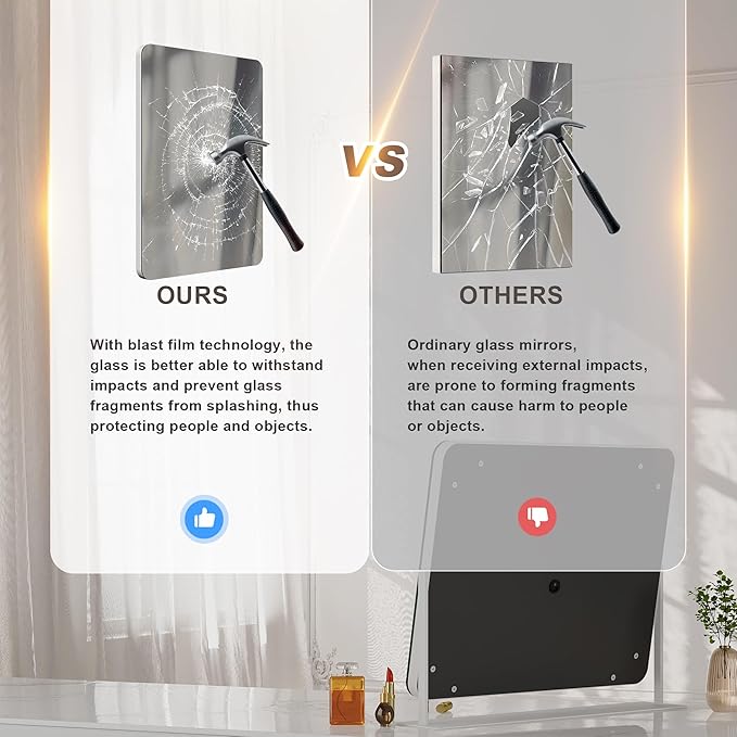 Hasipu Vanity Mirror with Lights, 14" x 11" LED Makeup Mirror, Light up Mirror with 10X Magnification, Smart Touch 3 Colors Dimmable (White)