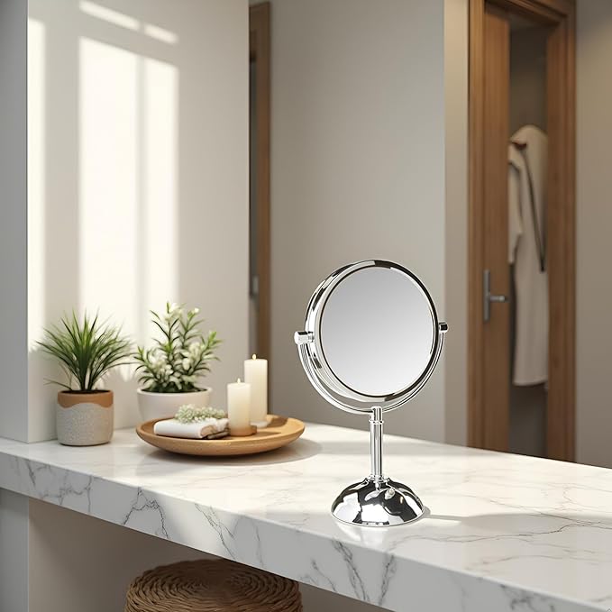 JERDON Lighted Makeup Mirror with Magnification - 1X and 8X Magnification - Chrome Finish - Model HL8808CL