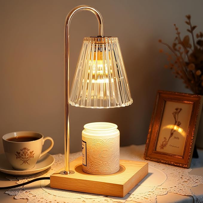 Marycele Large Candle Warmer Lamp with Timer, Electric Wax Melt Warmer Clear Glass, Gifts for Mom Women Her, Vintage Candle Lamp for Office Room Home Decor