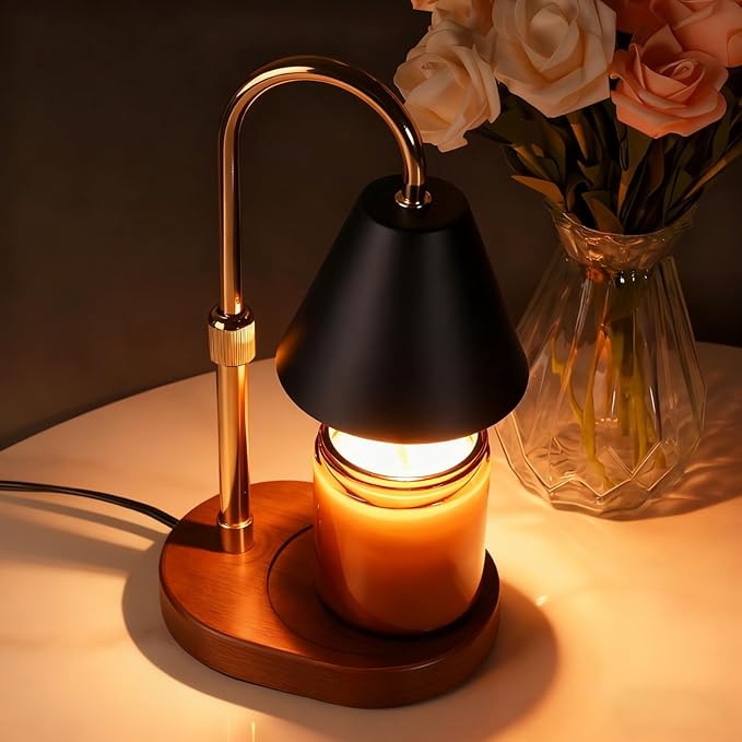 SOKCVSEA Candle Warmer Lamp Timer - Christmas Gifts for Women Mom House Warming Gifts New Home Decor Wax Melt Warmer Candle Lamp (Round Black Gold)